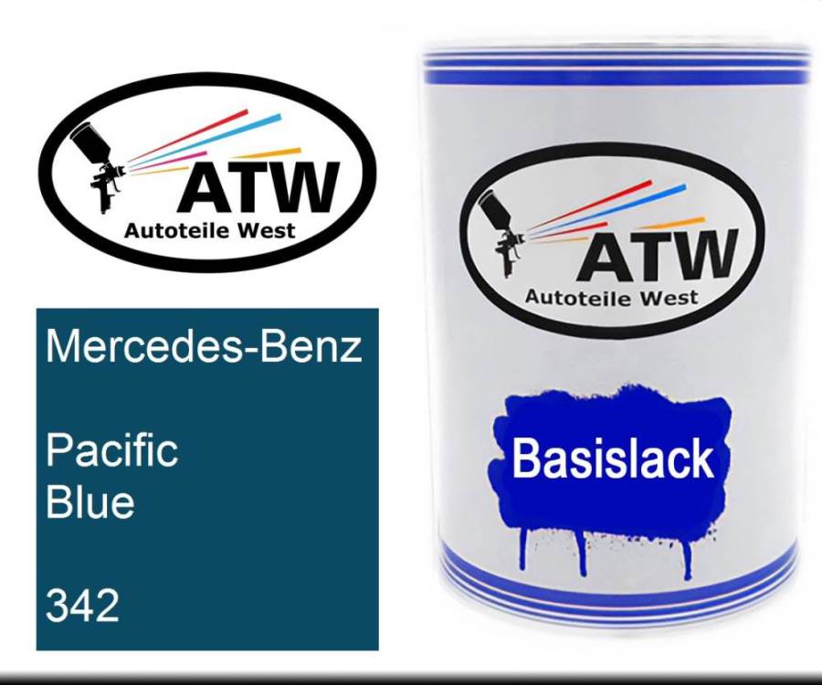 Mercedes-Benz, Pacific Blue, 342: 500ml Lackdose, von ATW Autoteile West.